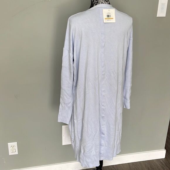Ellen Tracy Long Sleeve Side Slit Cardigan-Baby Blue-Small - Picture 3 of 3